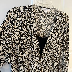 TanJay Black and White Patterned XL Blouse